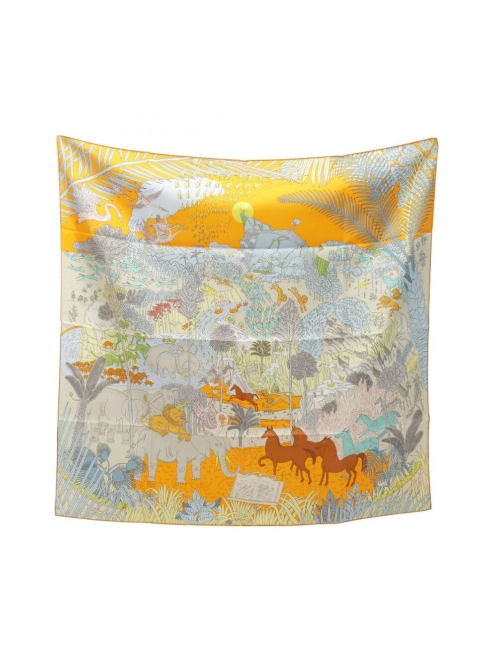 Hermes Scarf Carre 90 le Carnaval Des Animaux Silk